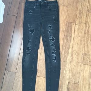 High rise black ripped jeggings